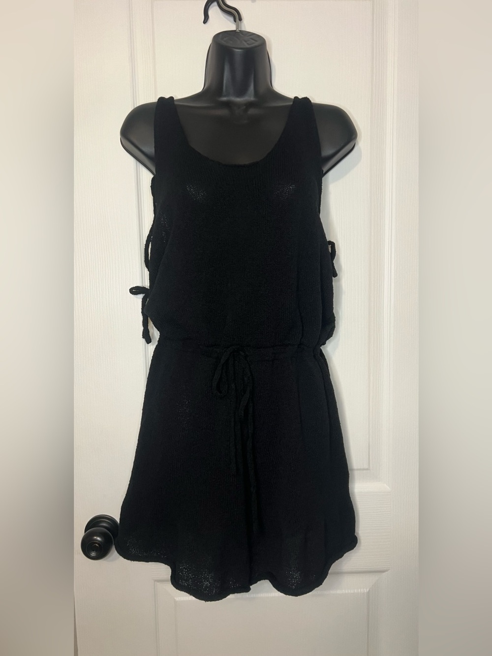 Listicle Black Razorback Tie-Waist Cover-up Romper
